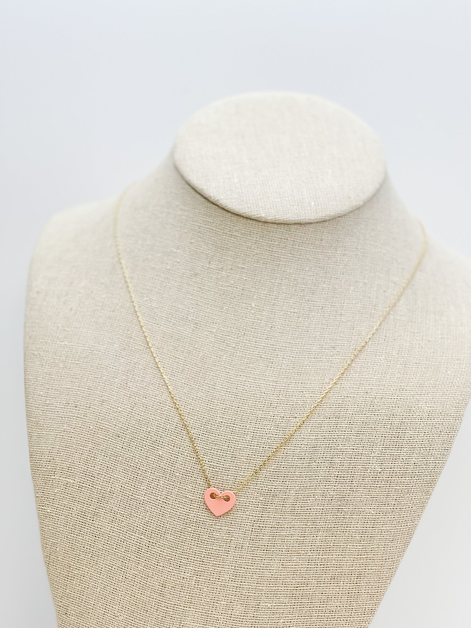 Simple Pink Cutout Heart Necklace