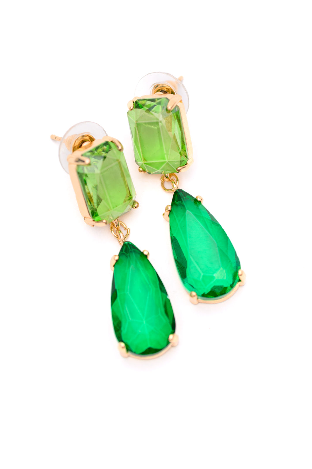 Sparkly Spirit Drop Crystal Earrings in Green (Ships in 1-2 Weeks)