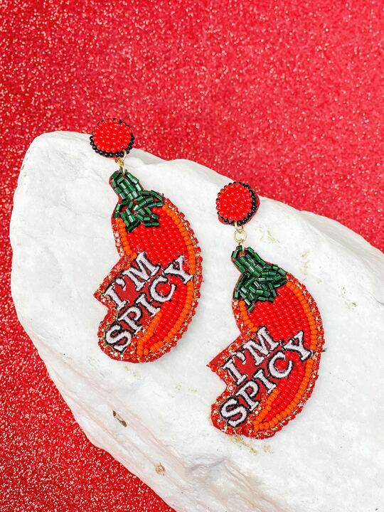'I'm Spicy' Beaded Statement Earrings