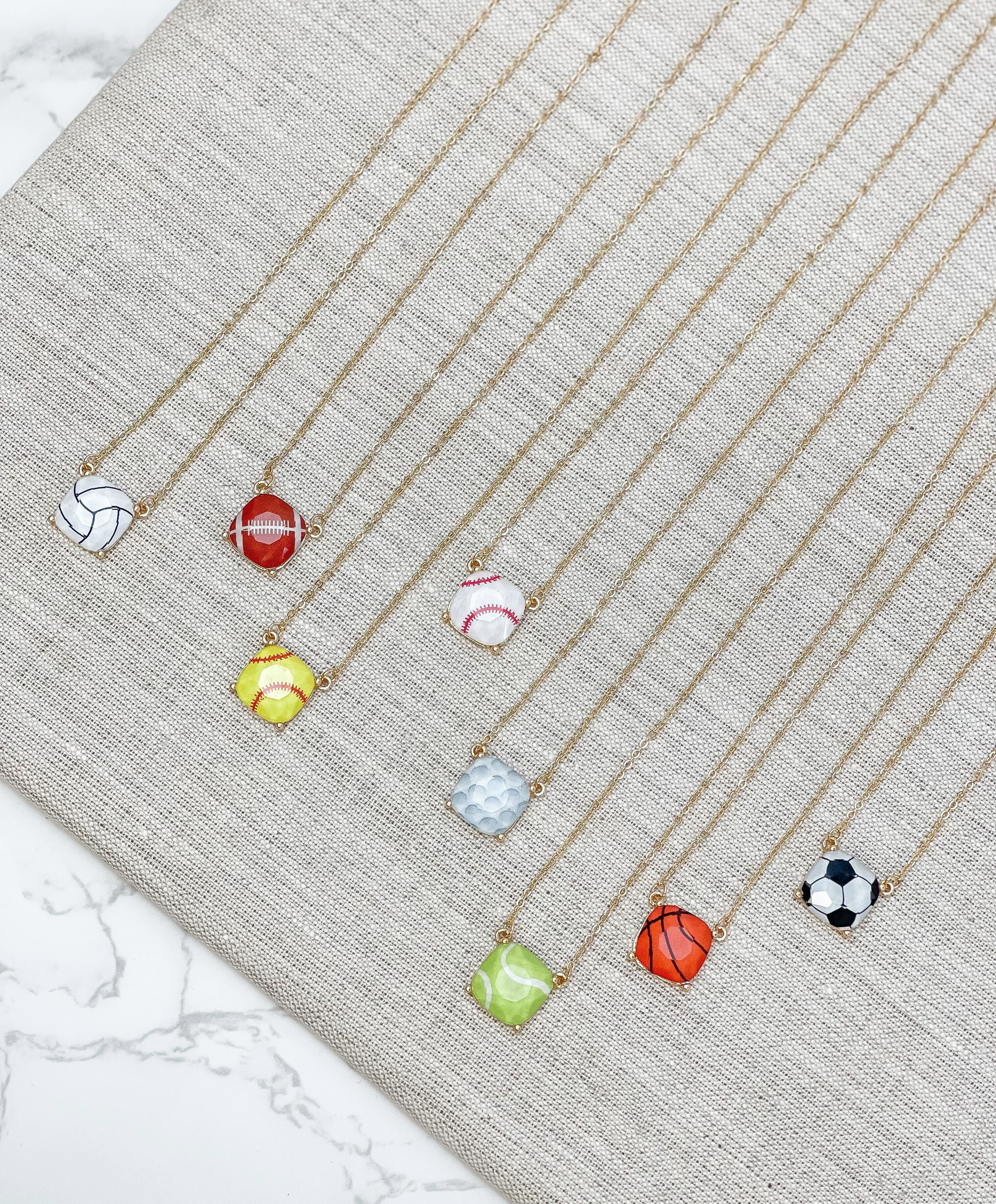 Football Printed Pendant Necklace