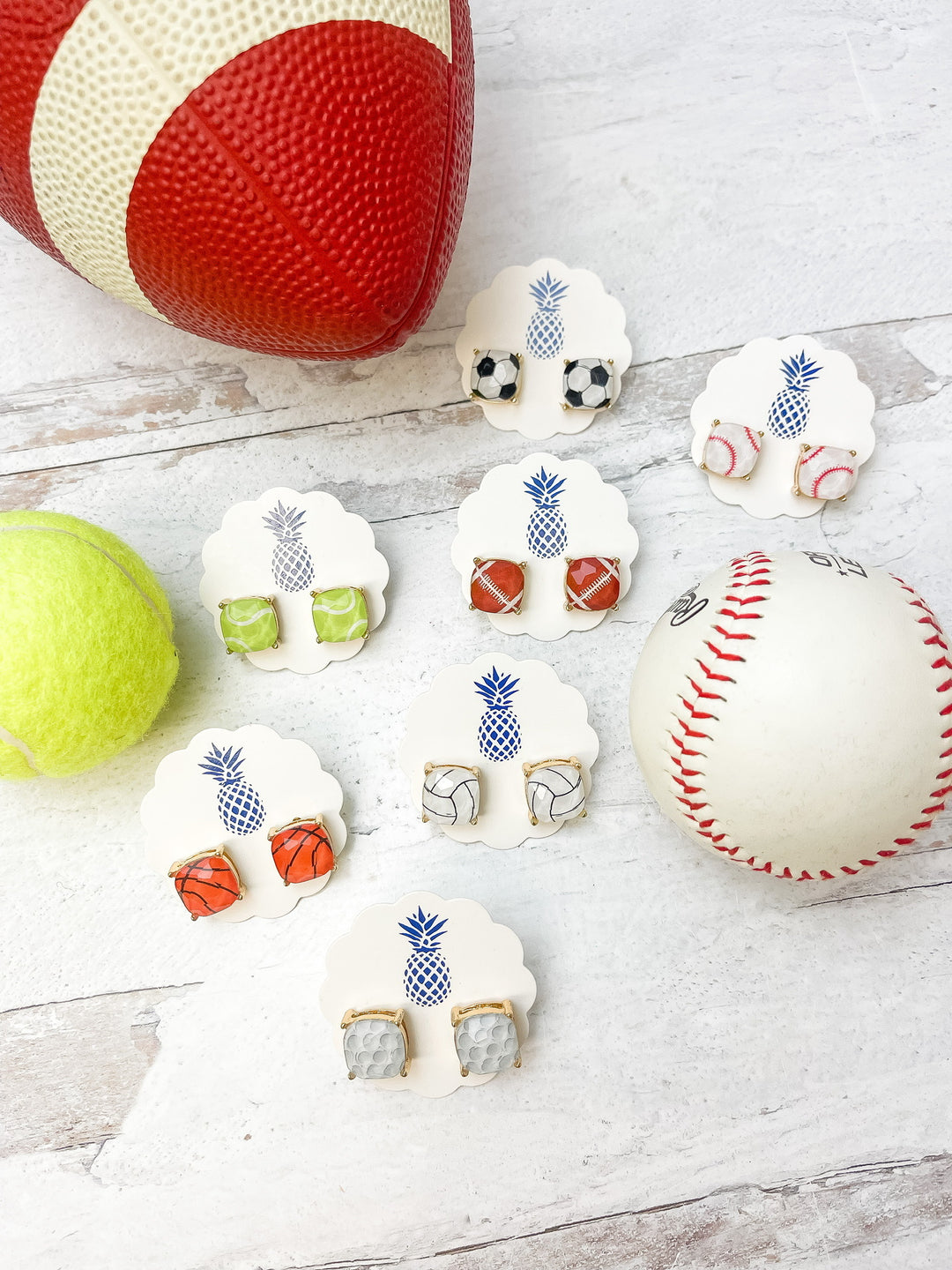 Printed Sports Stud Earrings - Baseball