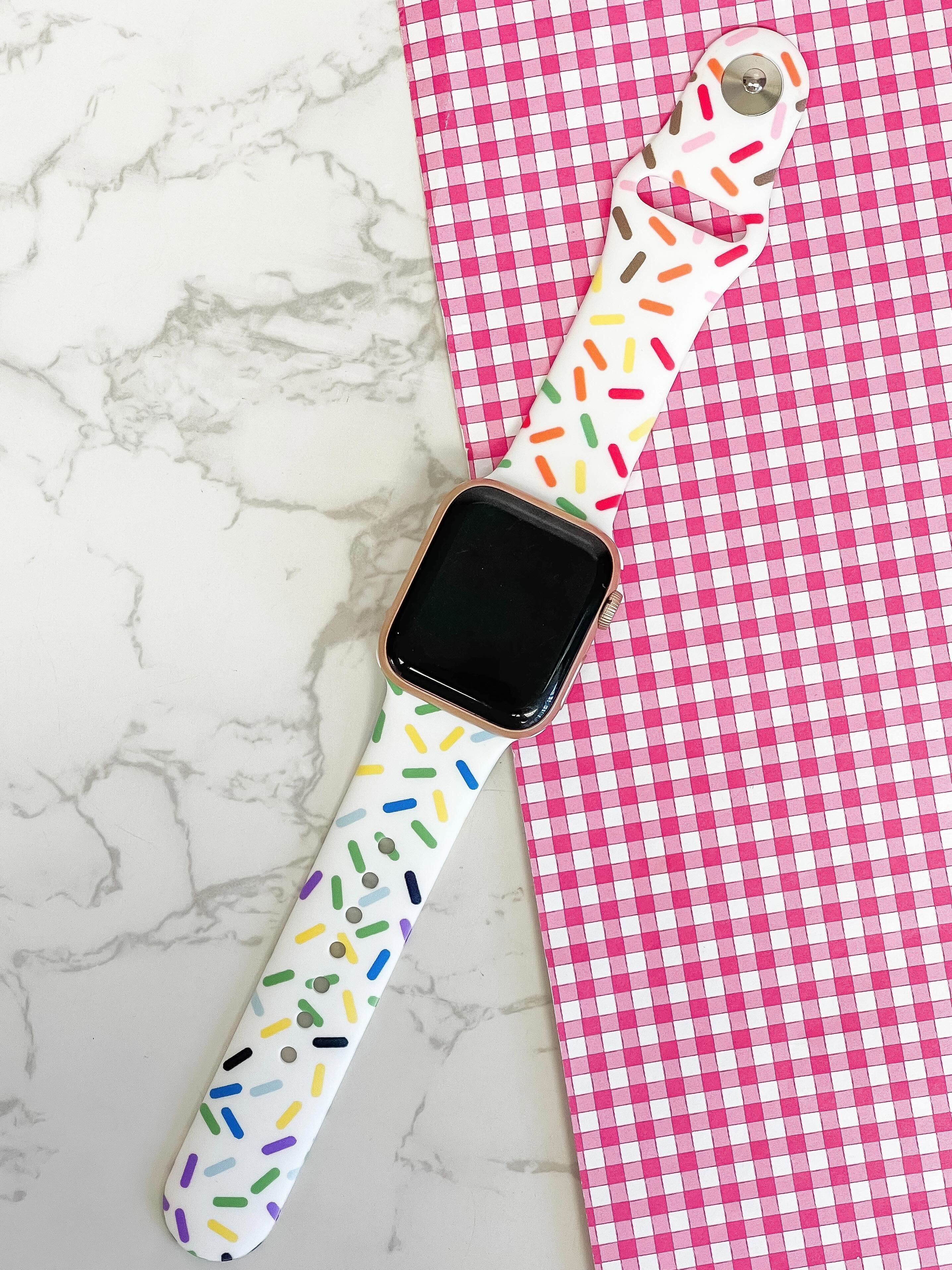 Sprinkles Printed Silicone Smart Watch Band - White