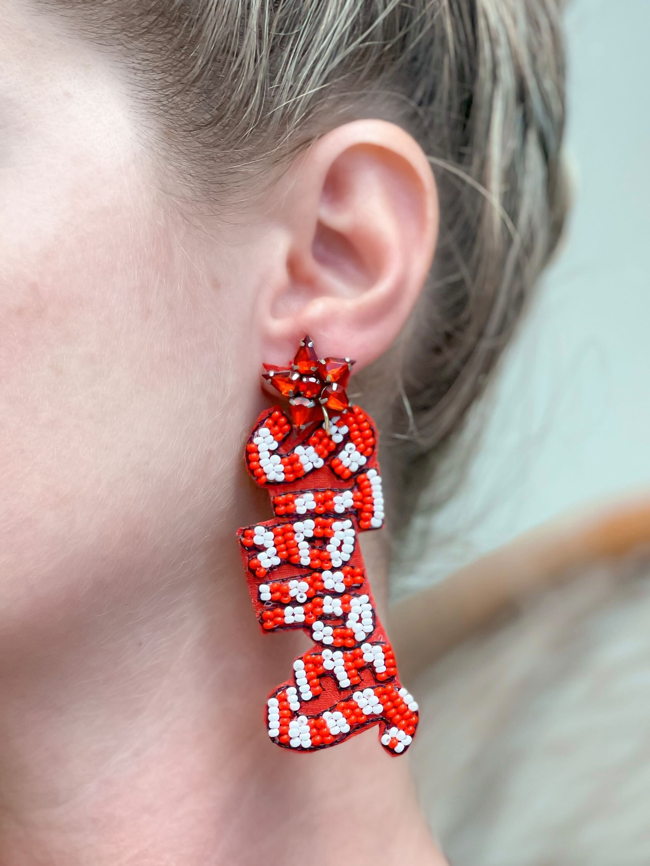 'Stars' & 'Stripes' Beaded Dangle Earrings