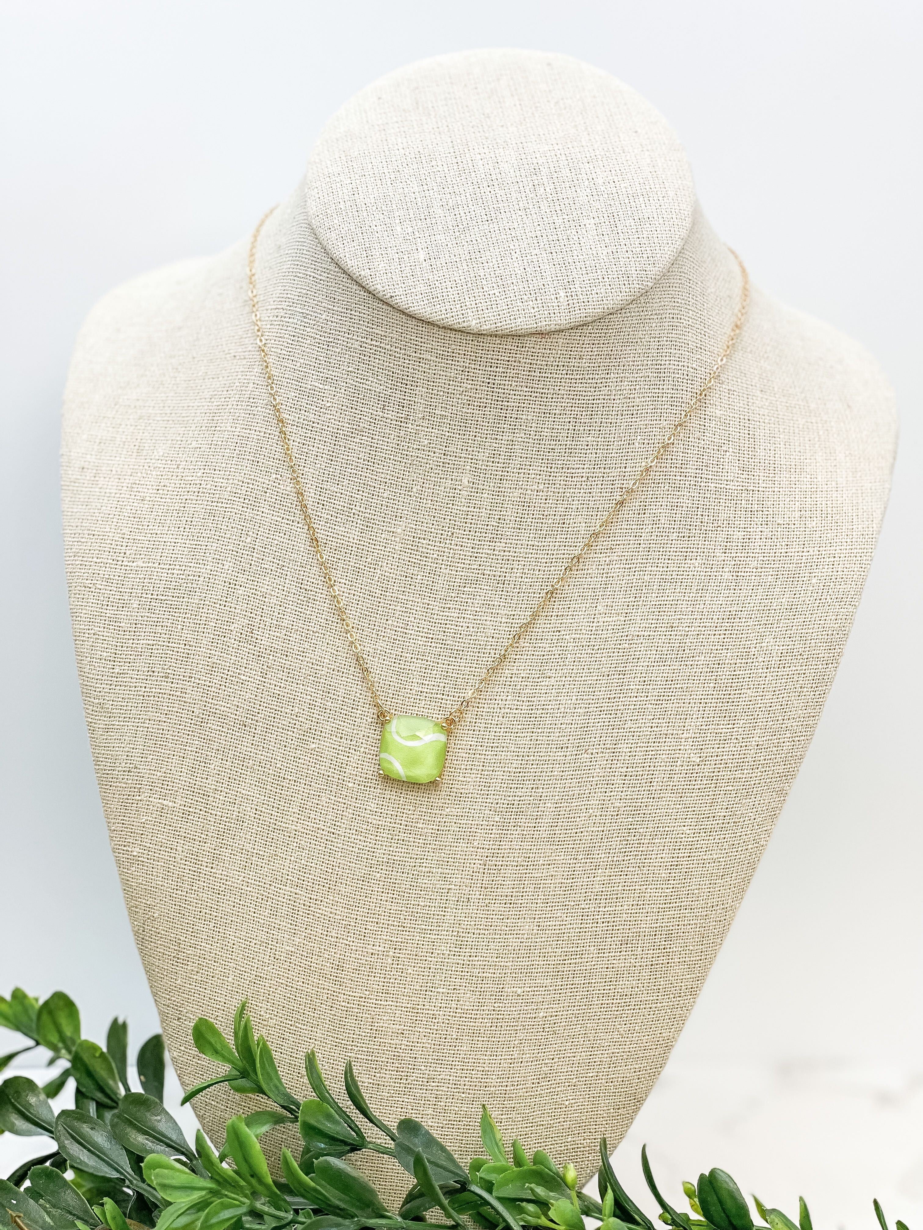 Tennis Ball Printed Pendant Necklace