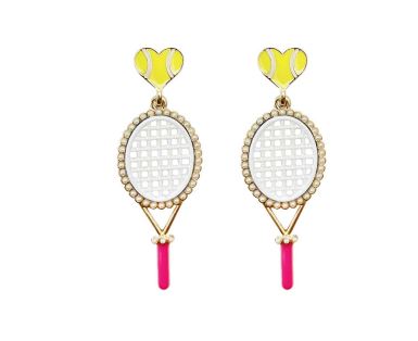 Love Tennis Enamel Dangle Earrings