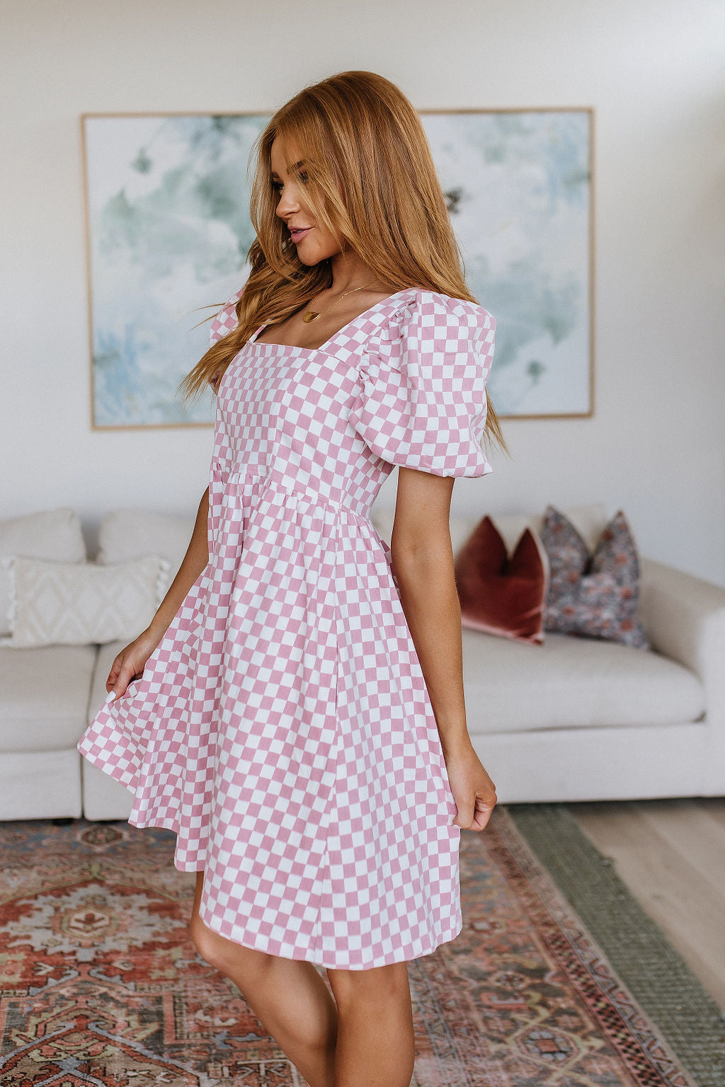 DOORBUSTER: The Moment Checkered Babydoll Dress (Ships in 1-2 Weeks)