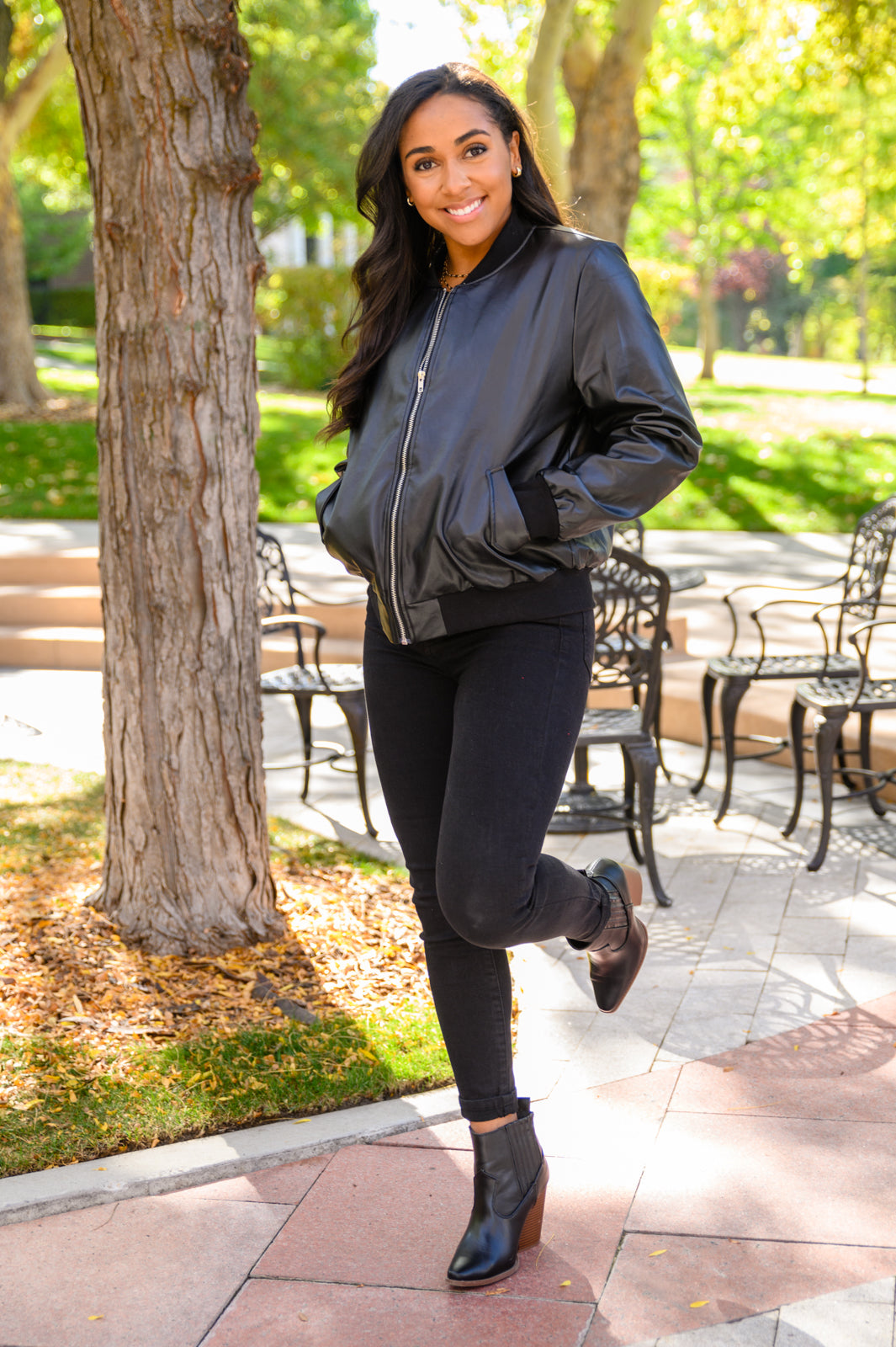 This Is It Faux Leather Bomber Jacket In Black - 10/3