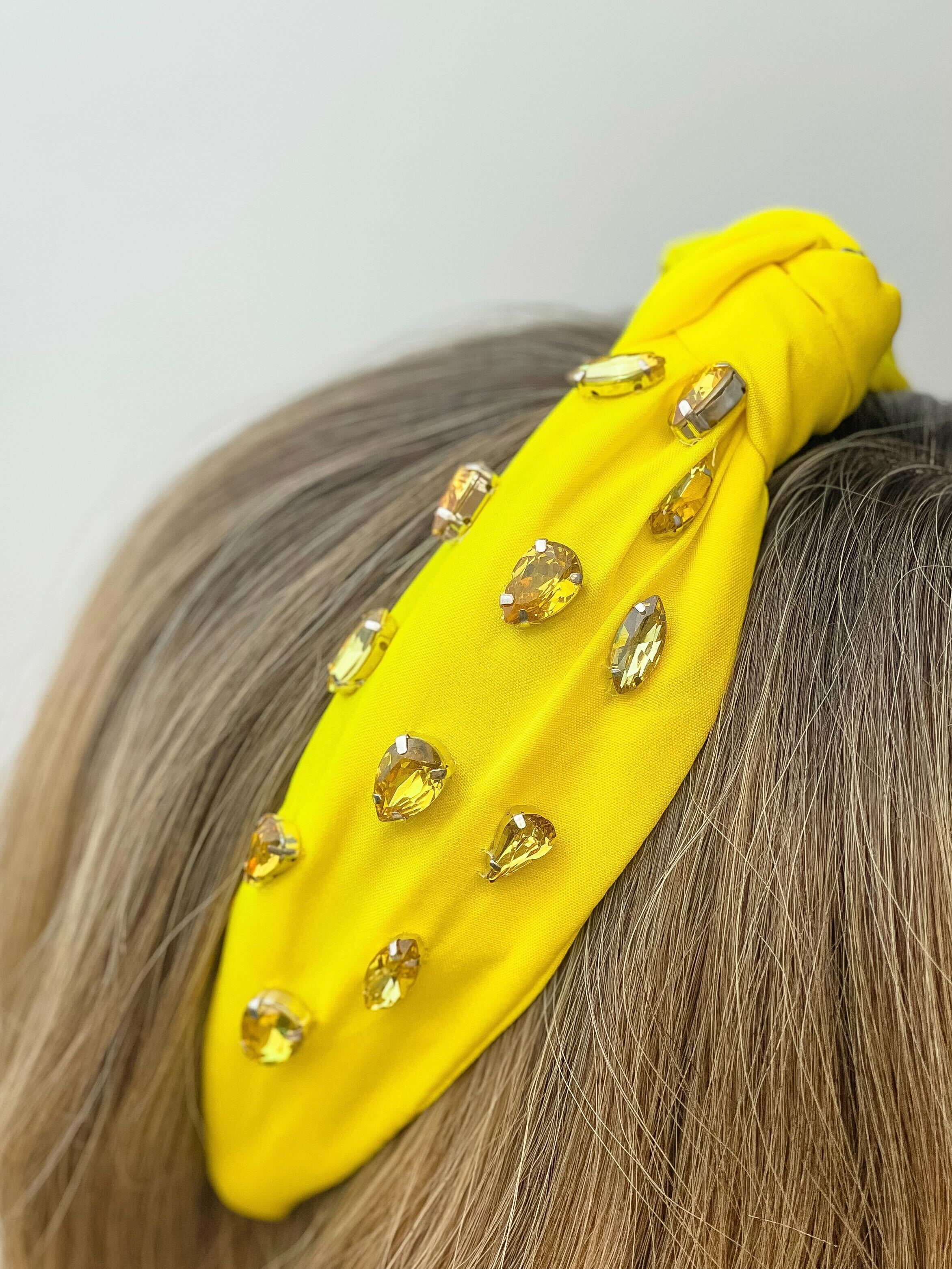 Top Knot Jewel Headband - Yellow