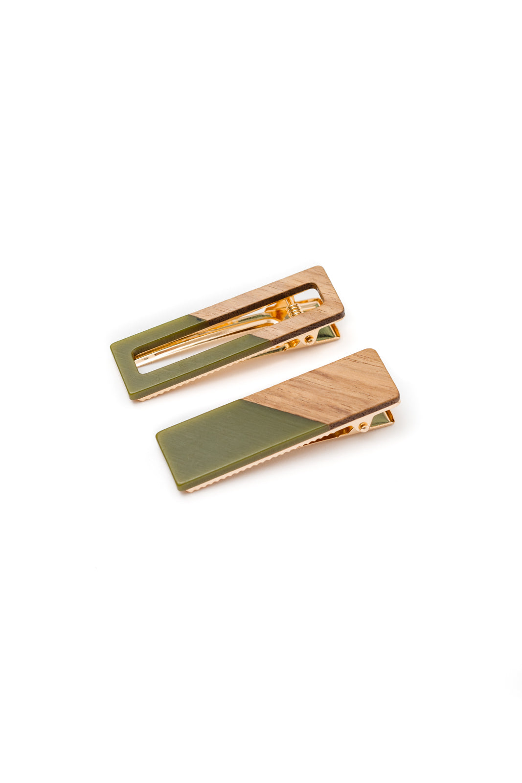 Two Tone Hair Clip Set in Green (Ships in 1-2 Weeks)