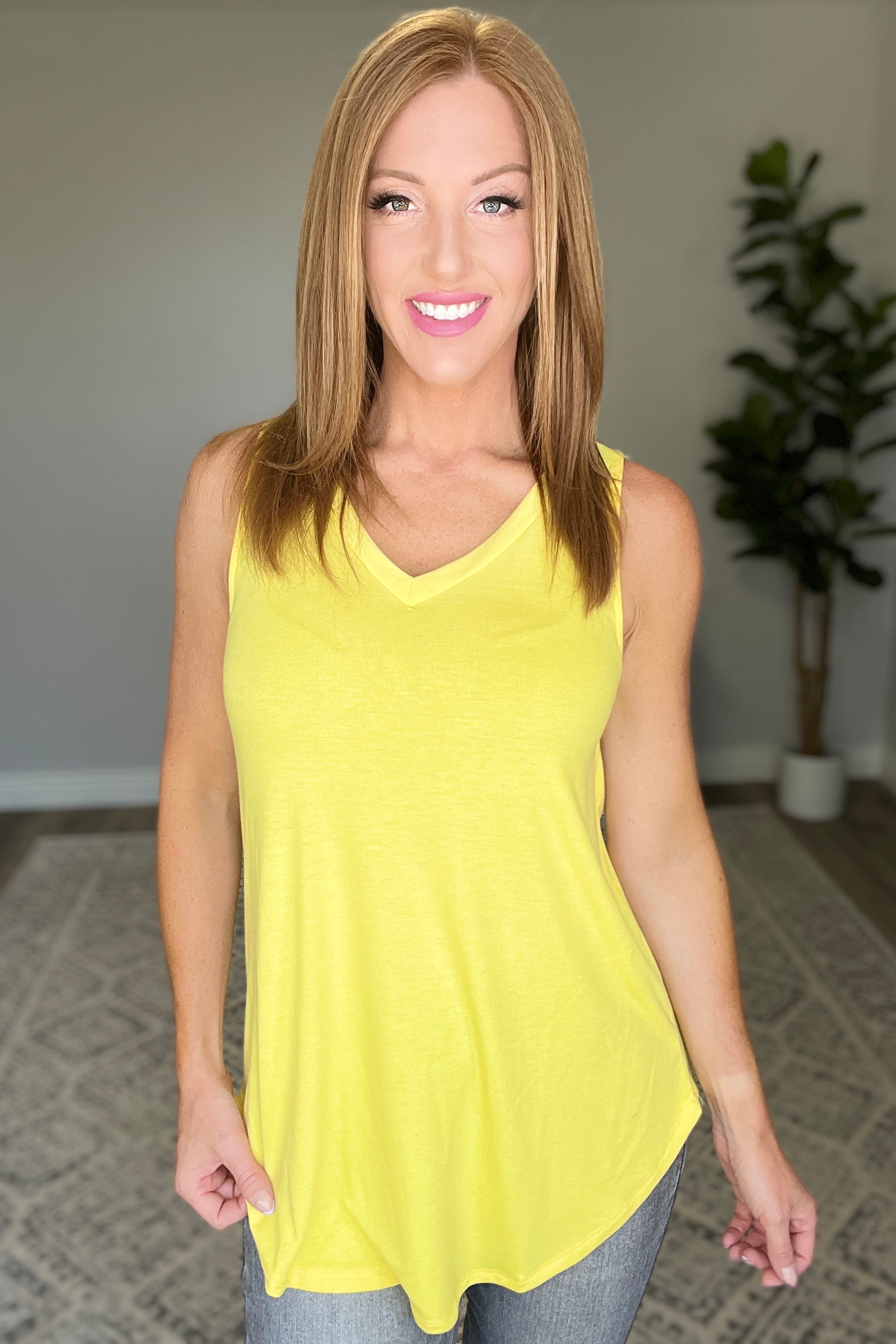 V-Neck Sleeveless Top in Yellow (Ships in 1-2 Weeks)