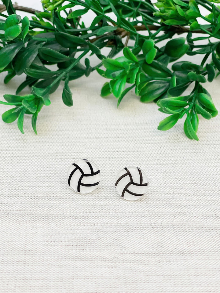 Glitter Acrylic Sports Stud Earrings - Volleyball