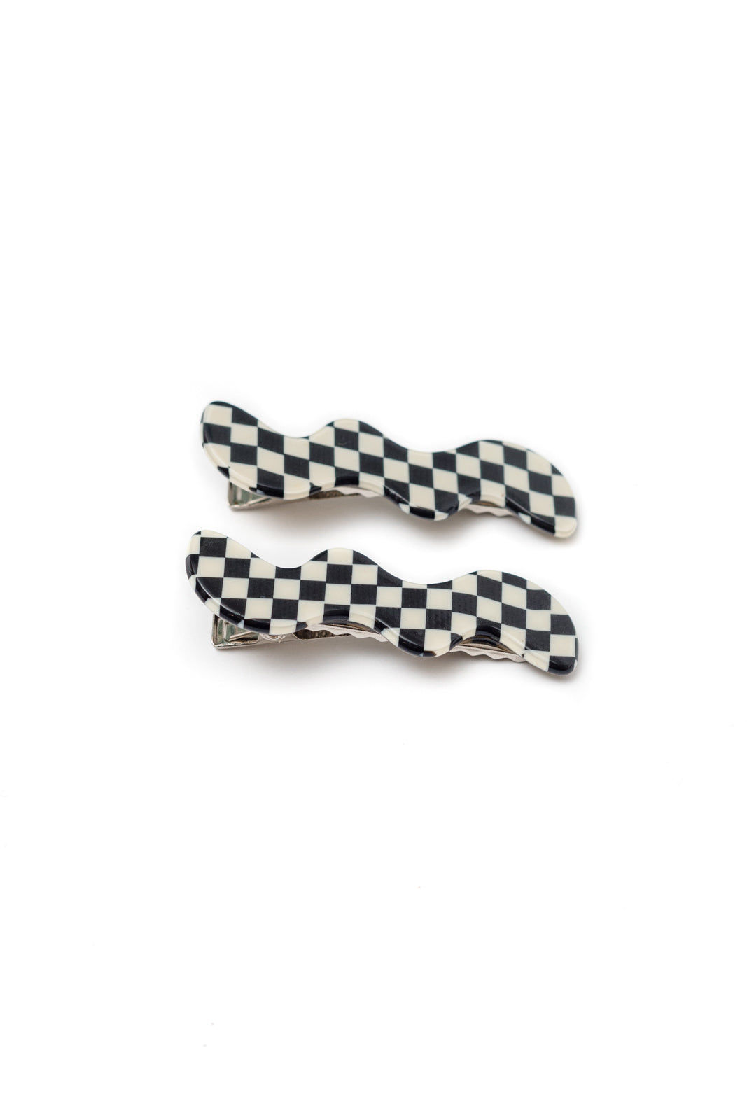 Wavy Clip Set in Checkered Black (Ships in 1-2 Weeks)