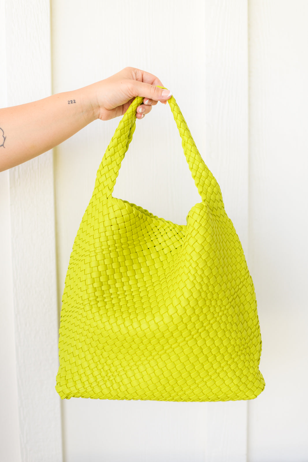 Woven and Worn Tote and Clutch in Citron
