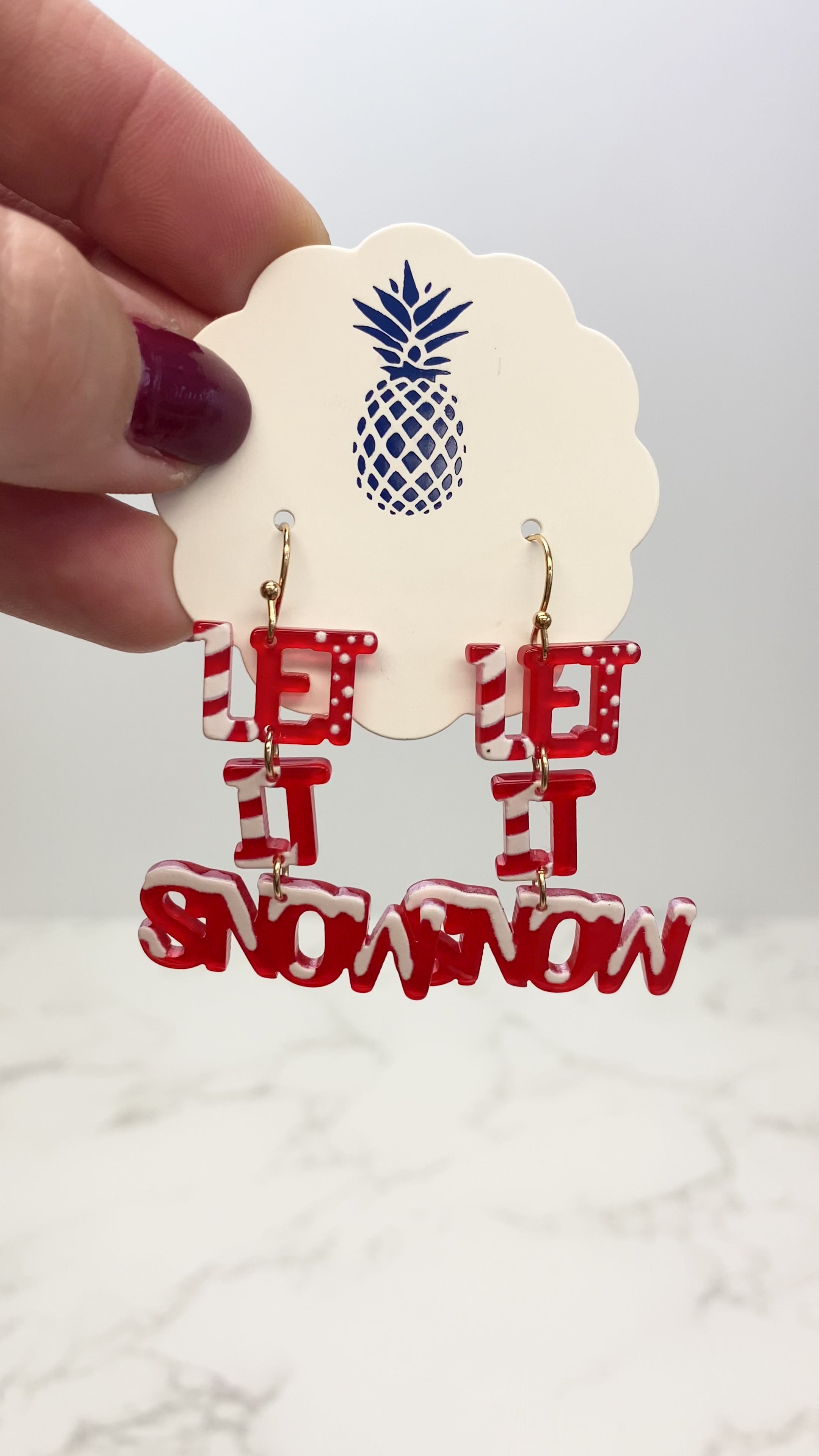 'Let it Snow' Acrylic Dangle Earrings