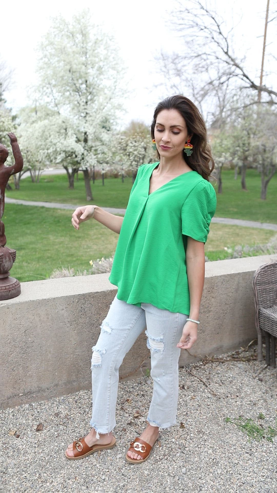 Let's Meet Up Green Blouse