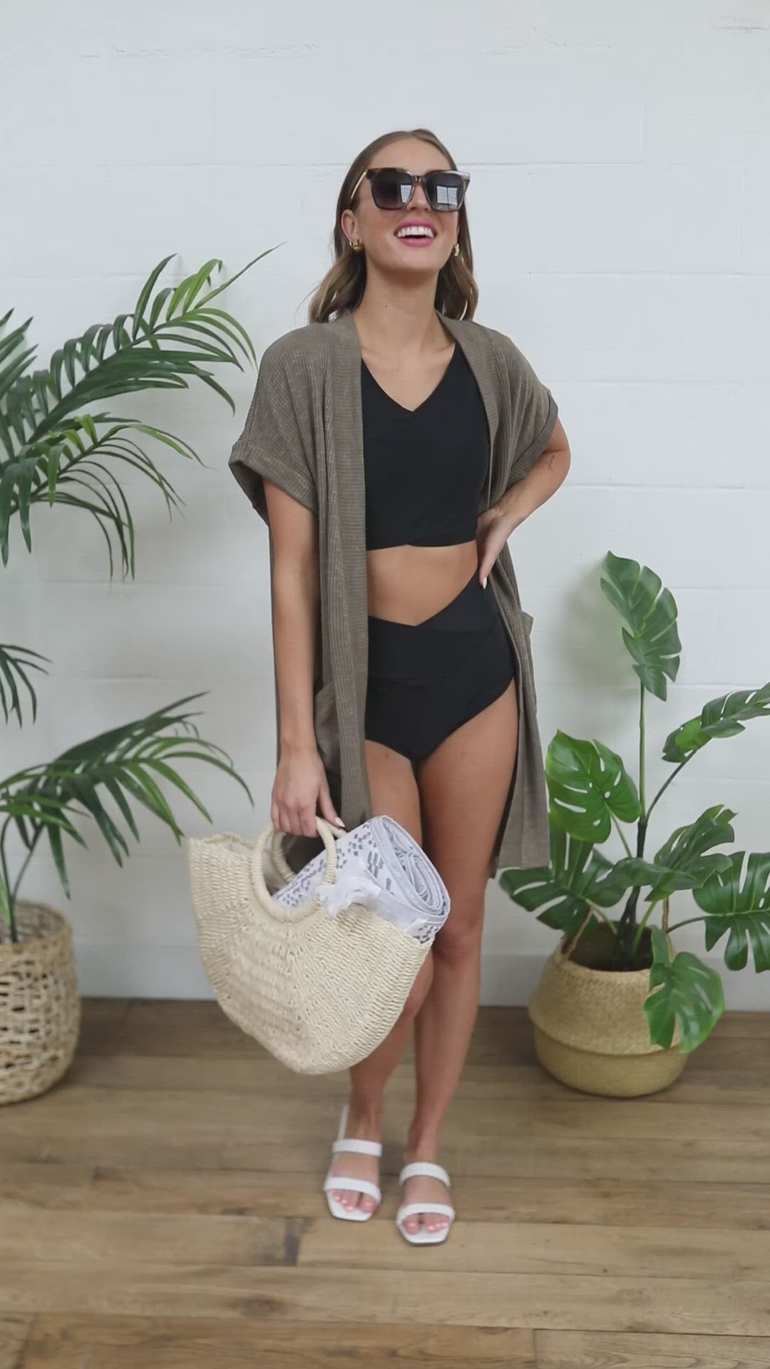 Come Sail Away Swim Top In Black