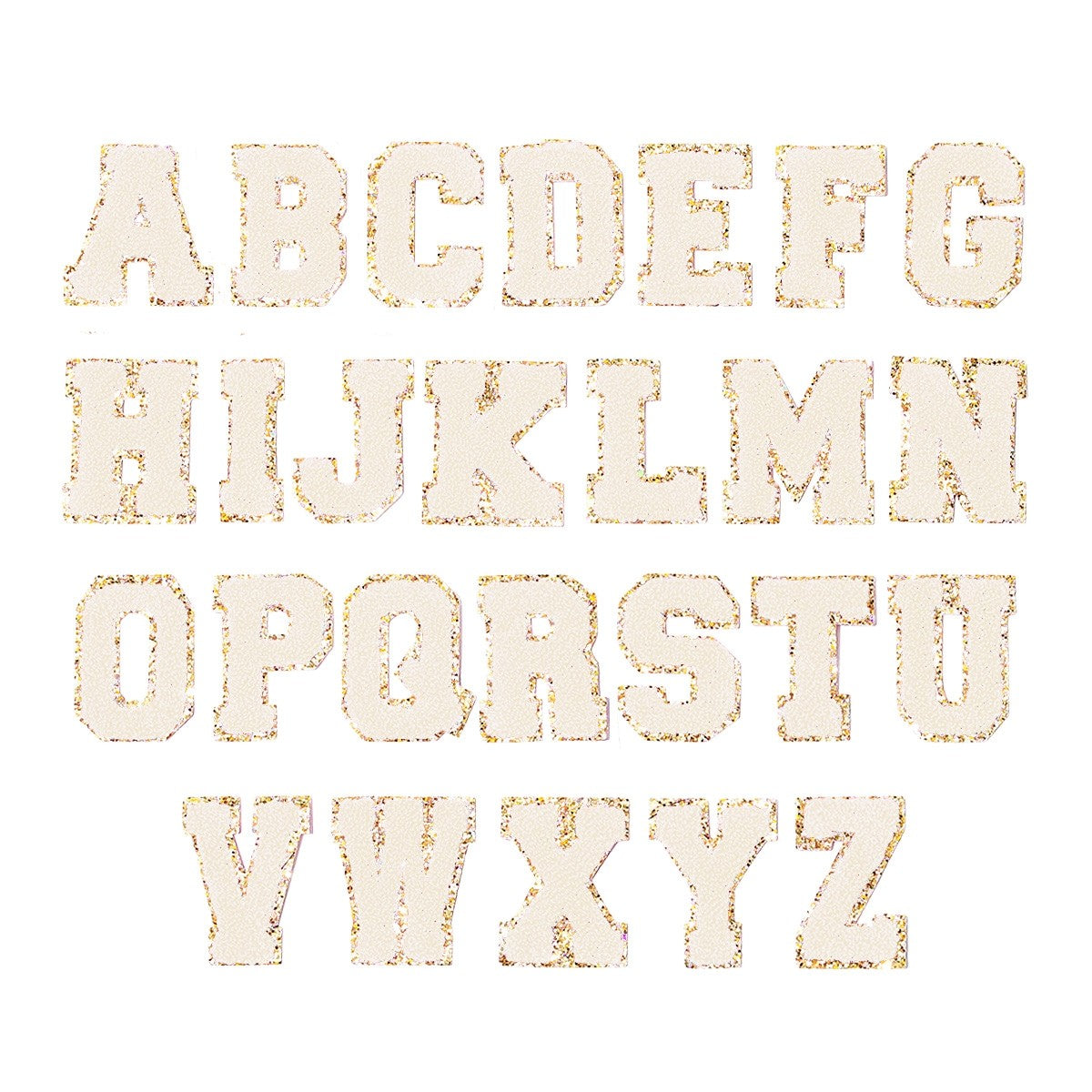 Gold Glitter Varsity Letter Patch - Creme