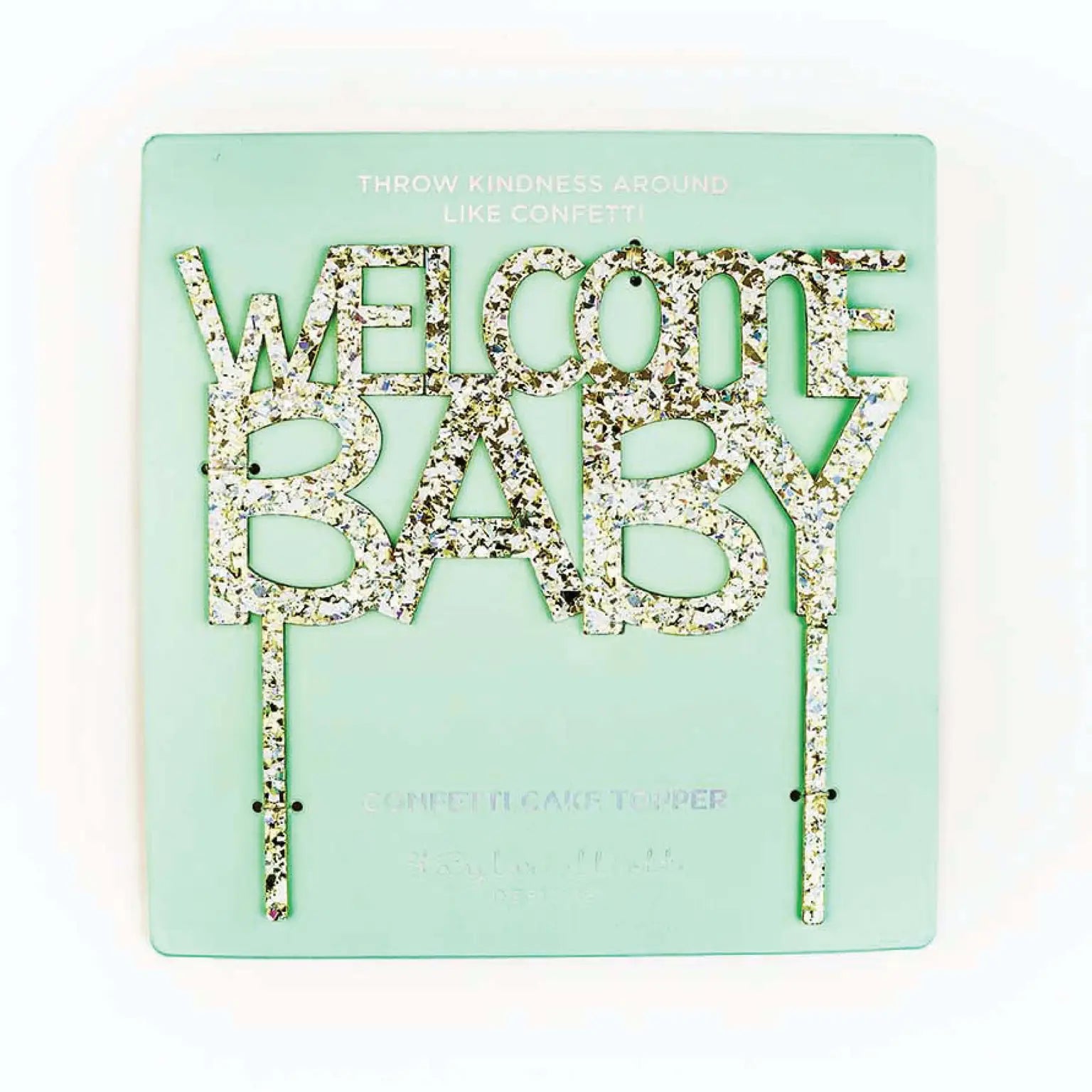 'Welcome Baby' Confetti Pearl Cake Topper