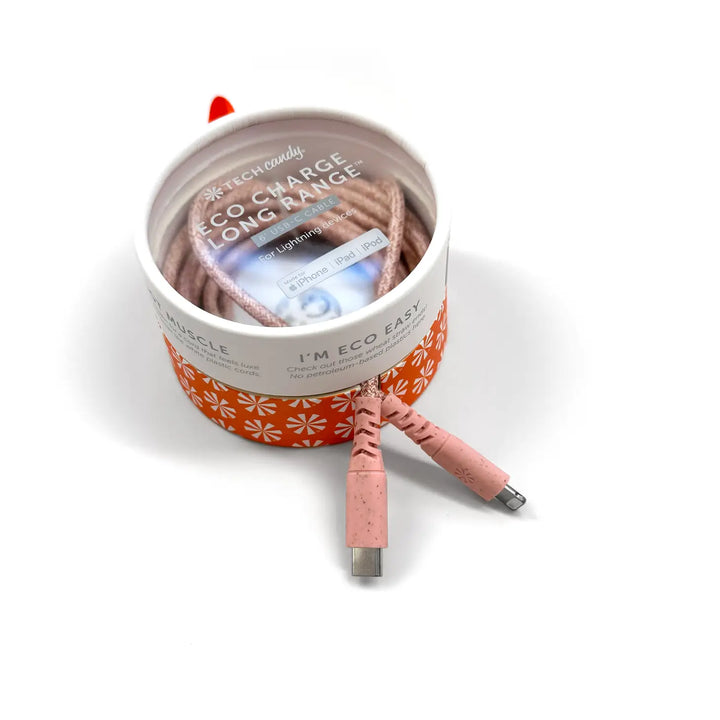 Eco Charge Long Range 6' Woven USB-C Cable - Pink