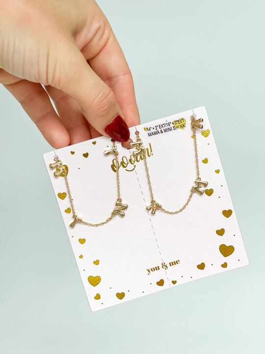 Mama & Mini Station Necklace Set - Gold
