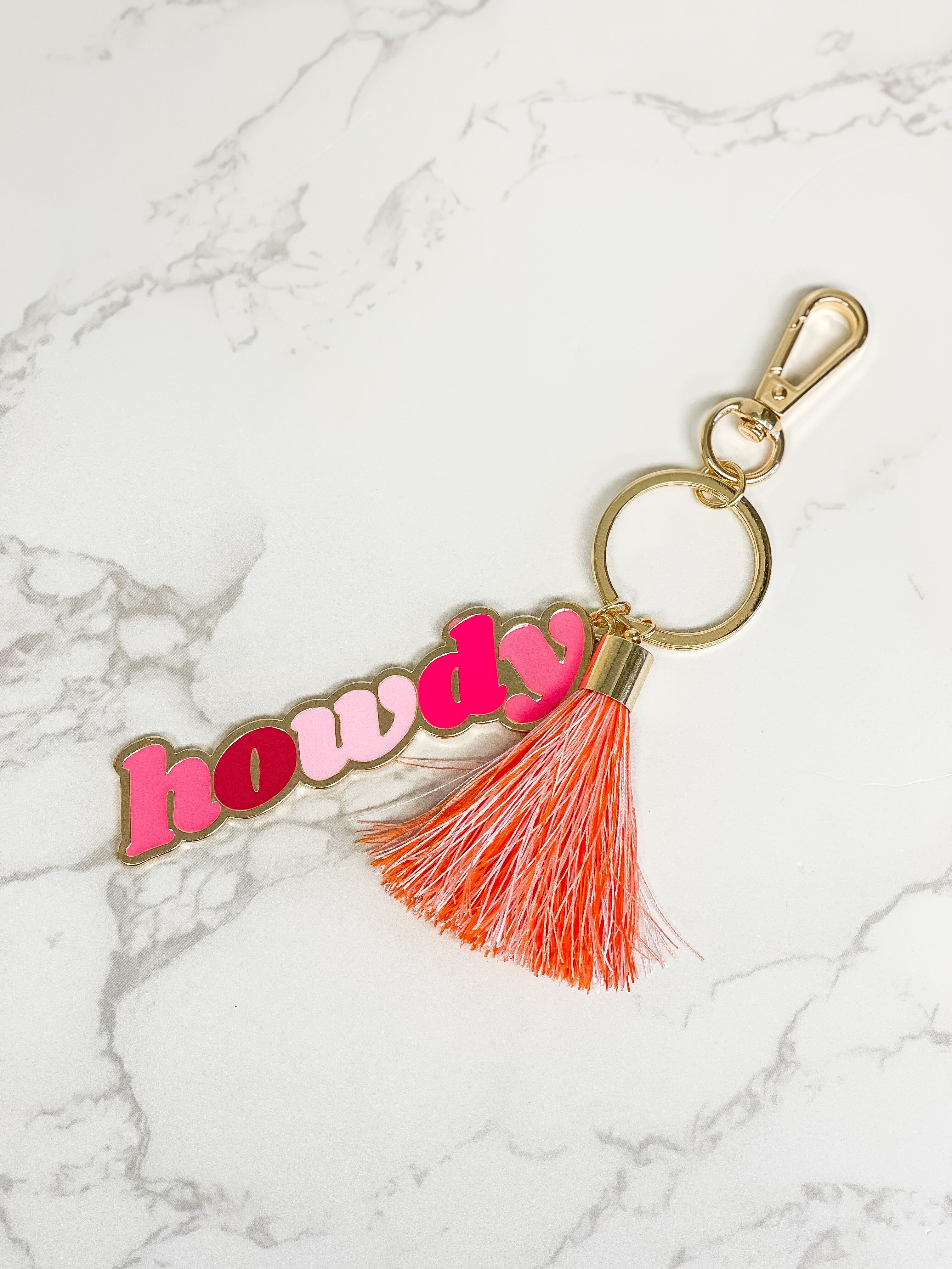 'Howdy' Tassel Keychain - Pink