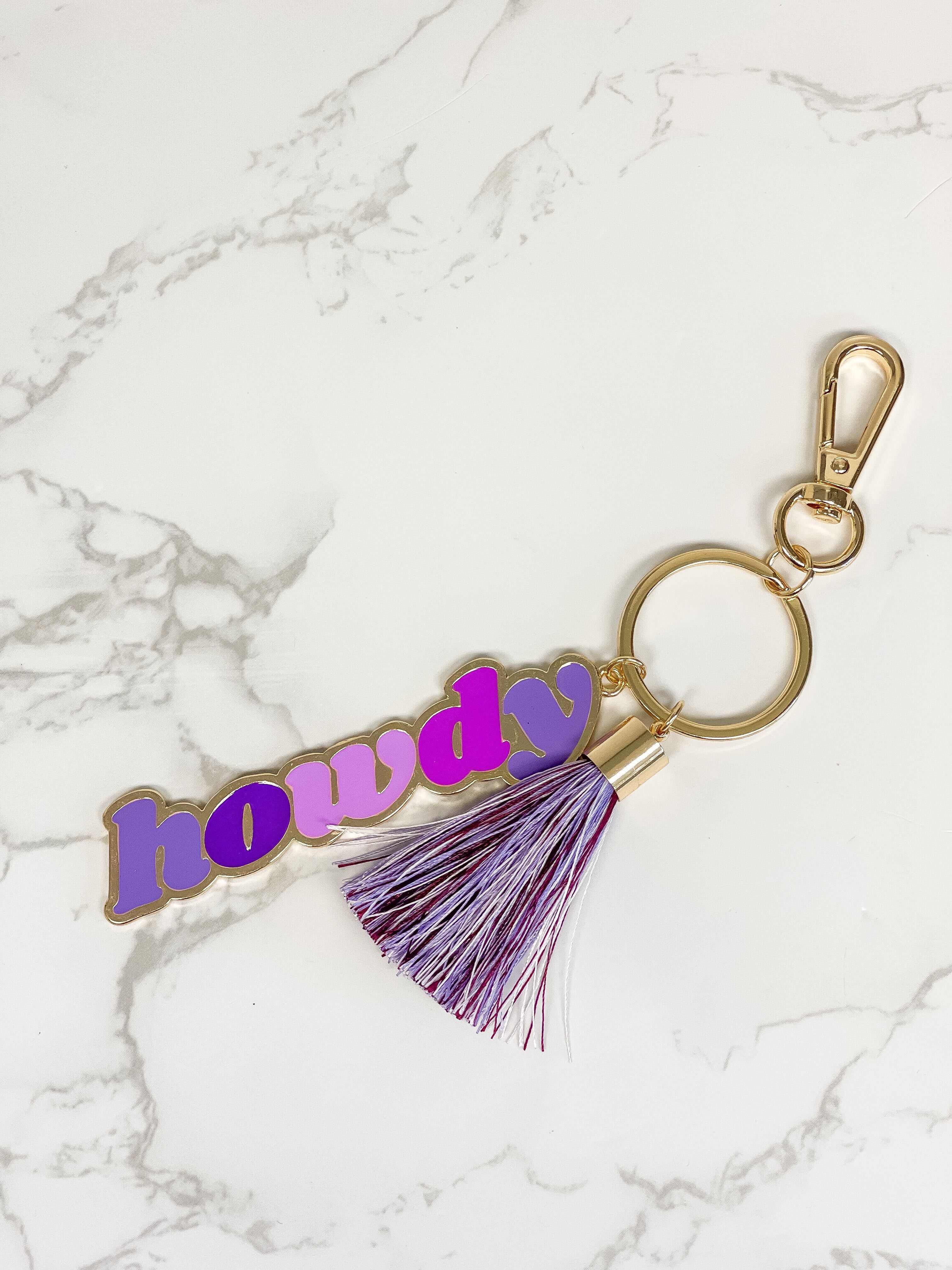 'Howdy' Tassel Keychain - Purple