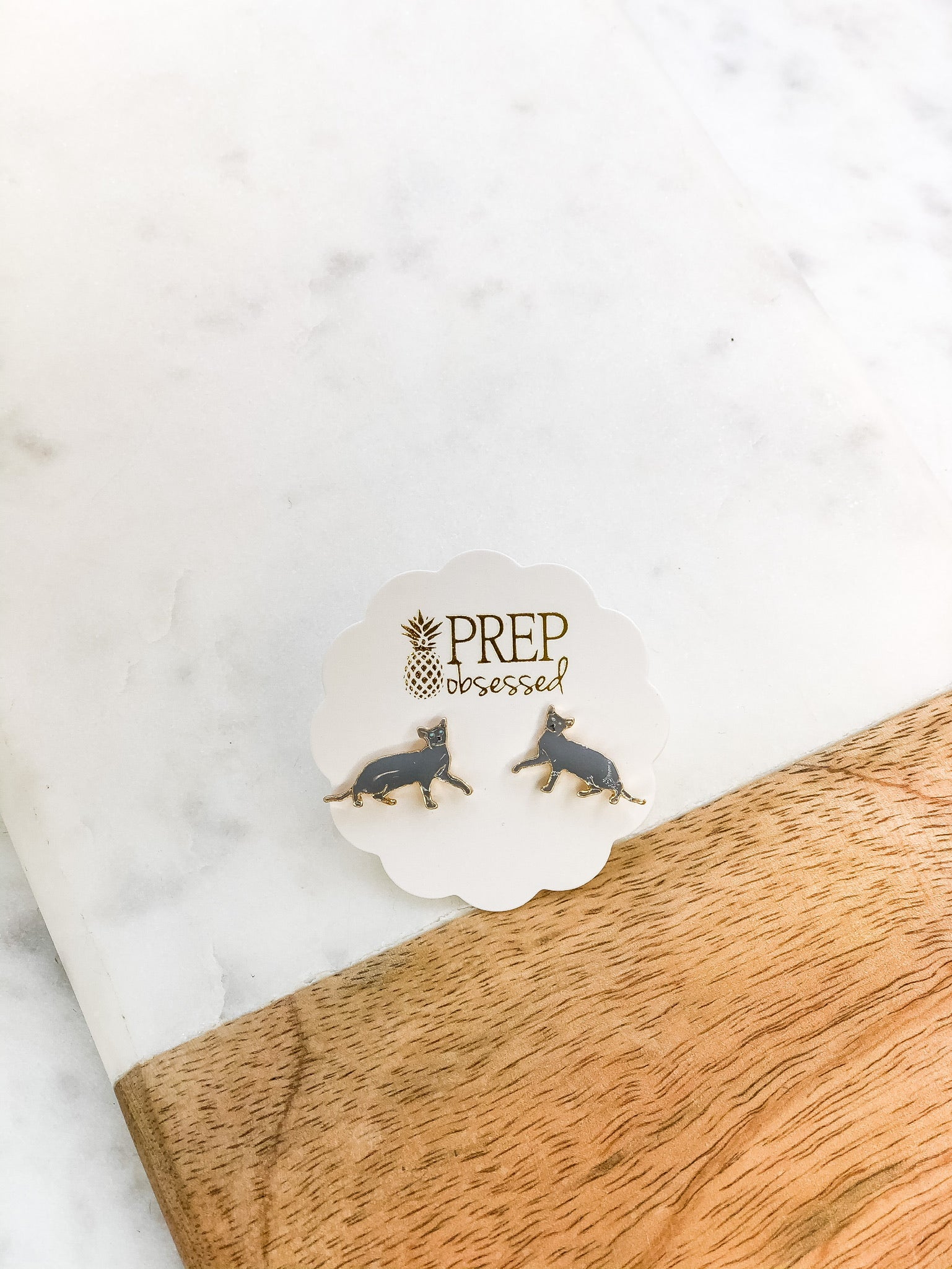 Signature Pet Enamel Studs by Prep Obsessed - Gray Cat