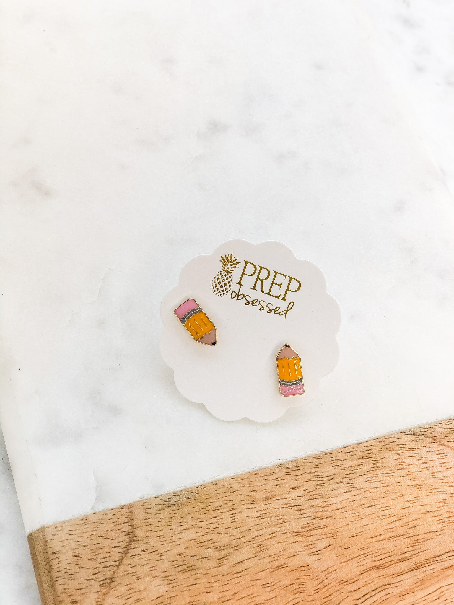 Pencil Signature Enamel Studs by Prep Obsessed