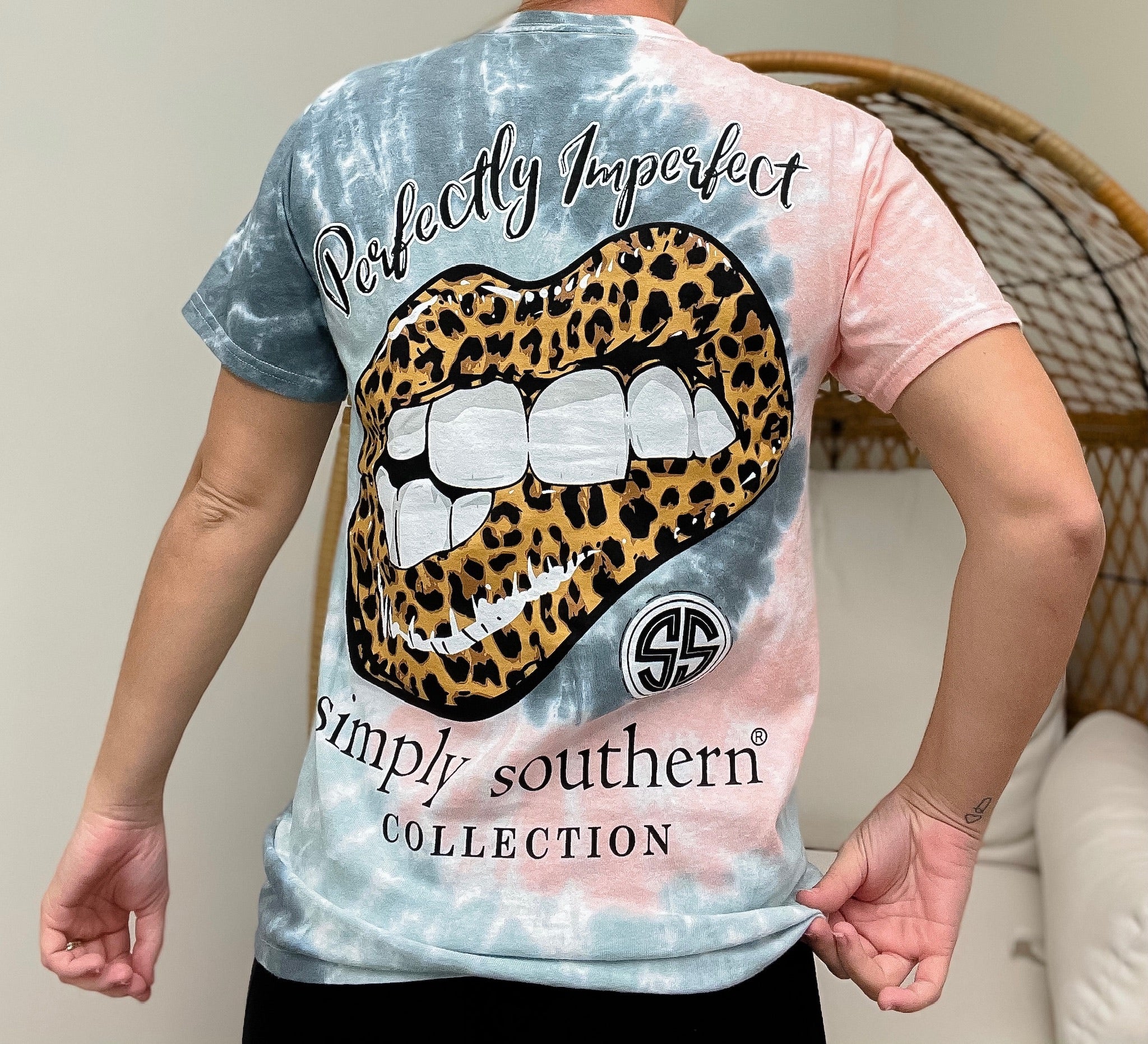 'Perfectly Imperfect' Leopard Lips Tie Dye Short Sleeve Tee by Simply Southern