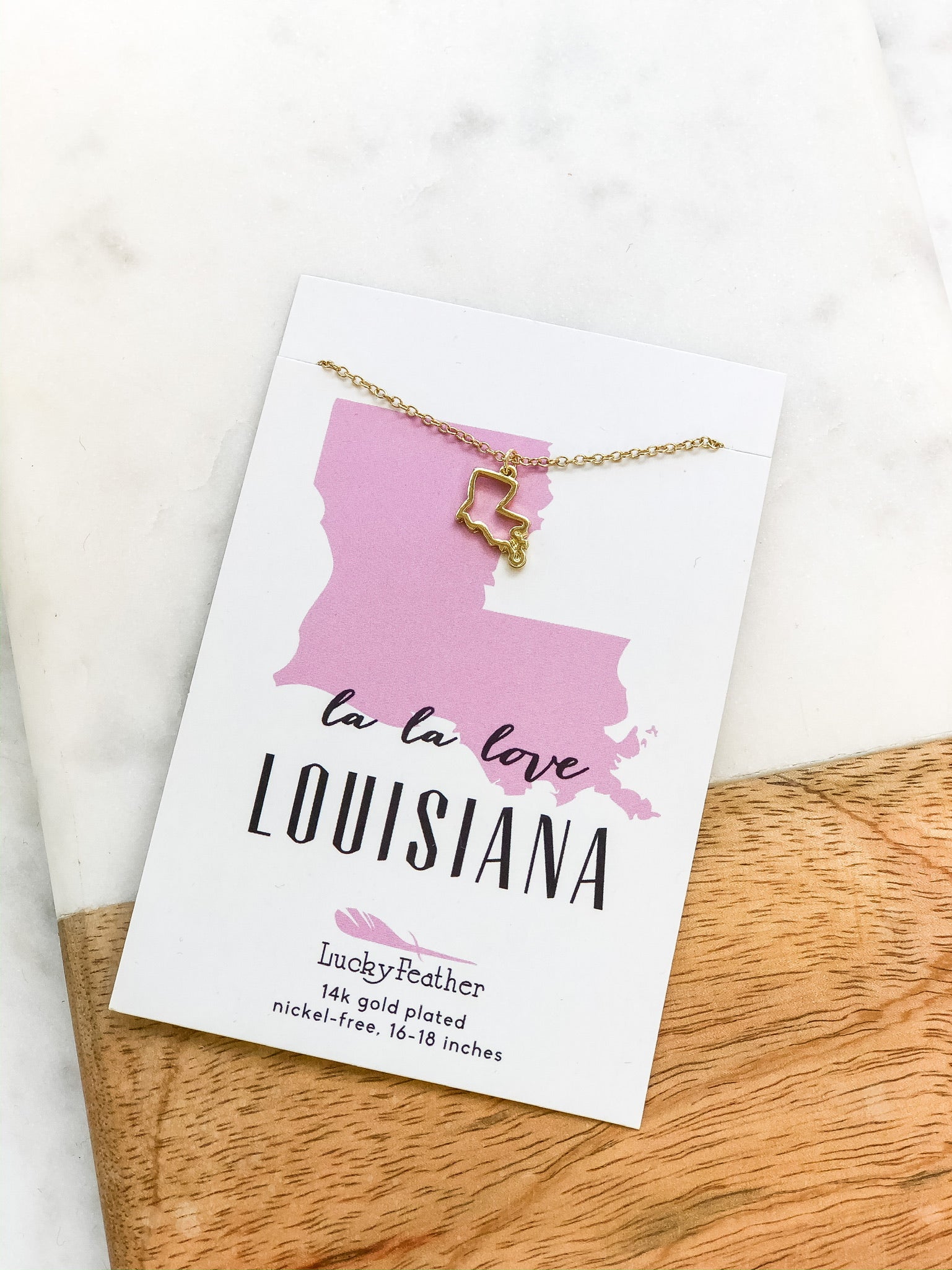 Petite State Outline Pendant Necklaces by Lucky Feather