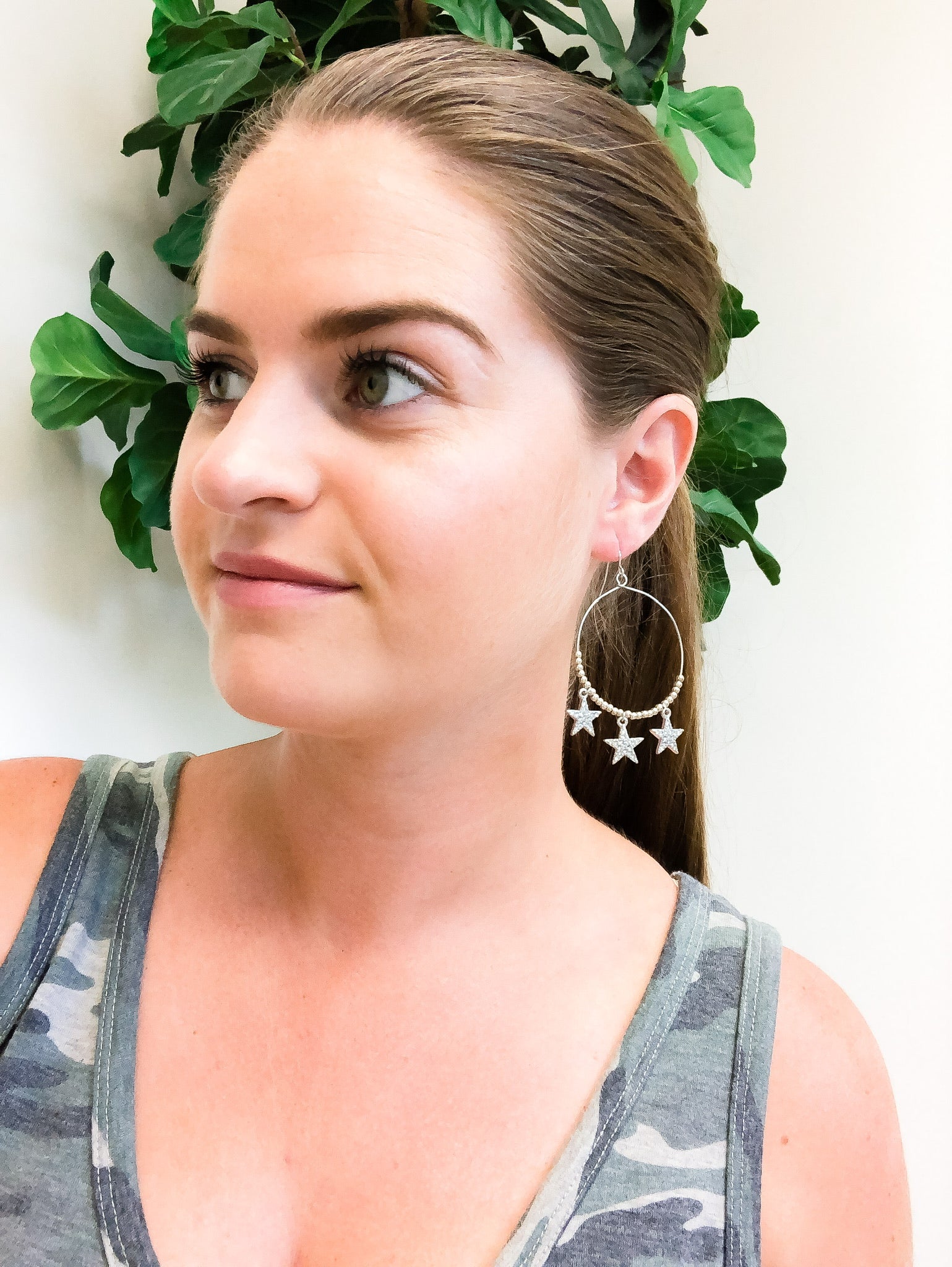 Erin Crystal Star Drop Earrings - Silver