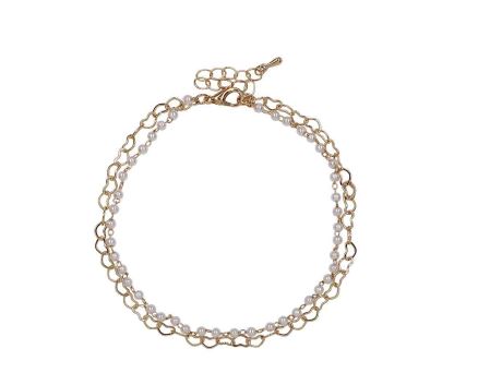 Double Strand Gold Pearl Anklet
