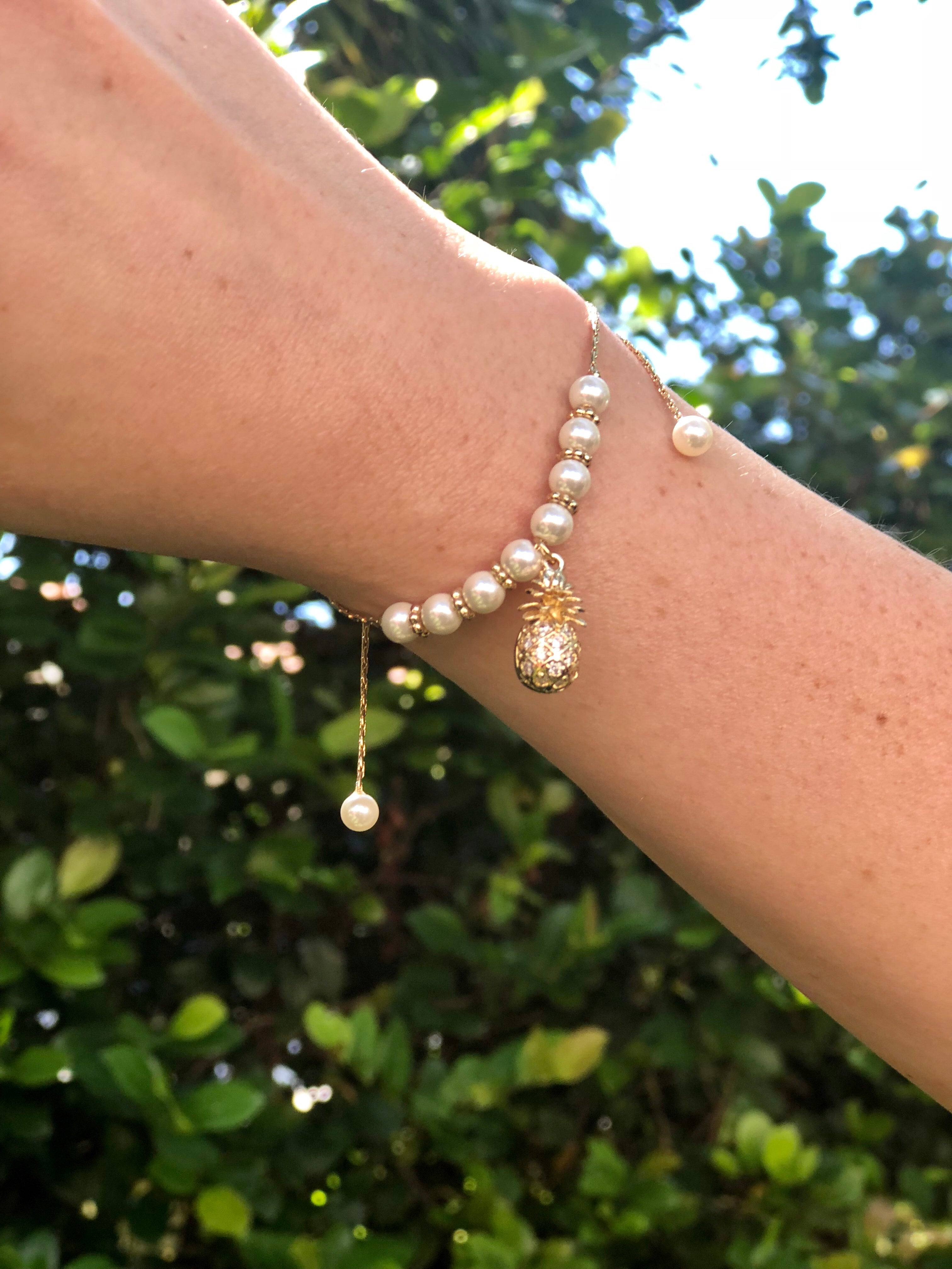 Pineapple and Pearl charm bracelet