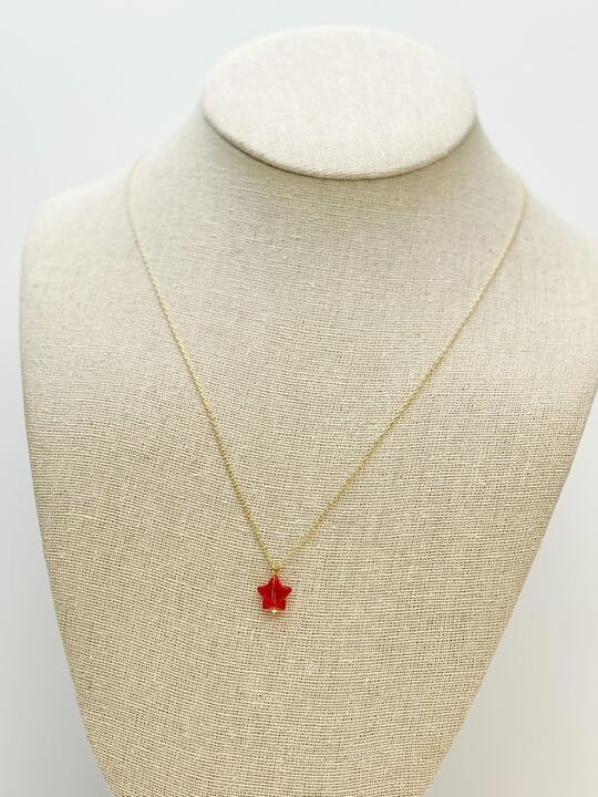 Star Pendant Necklace - Red