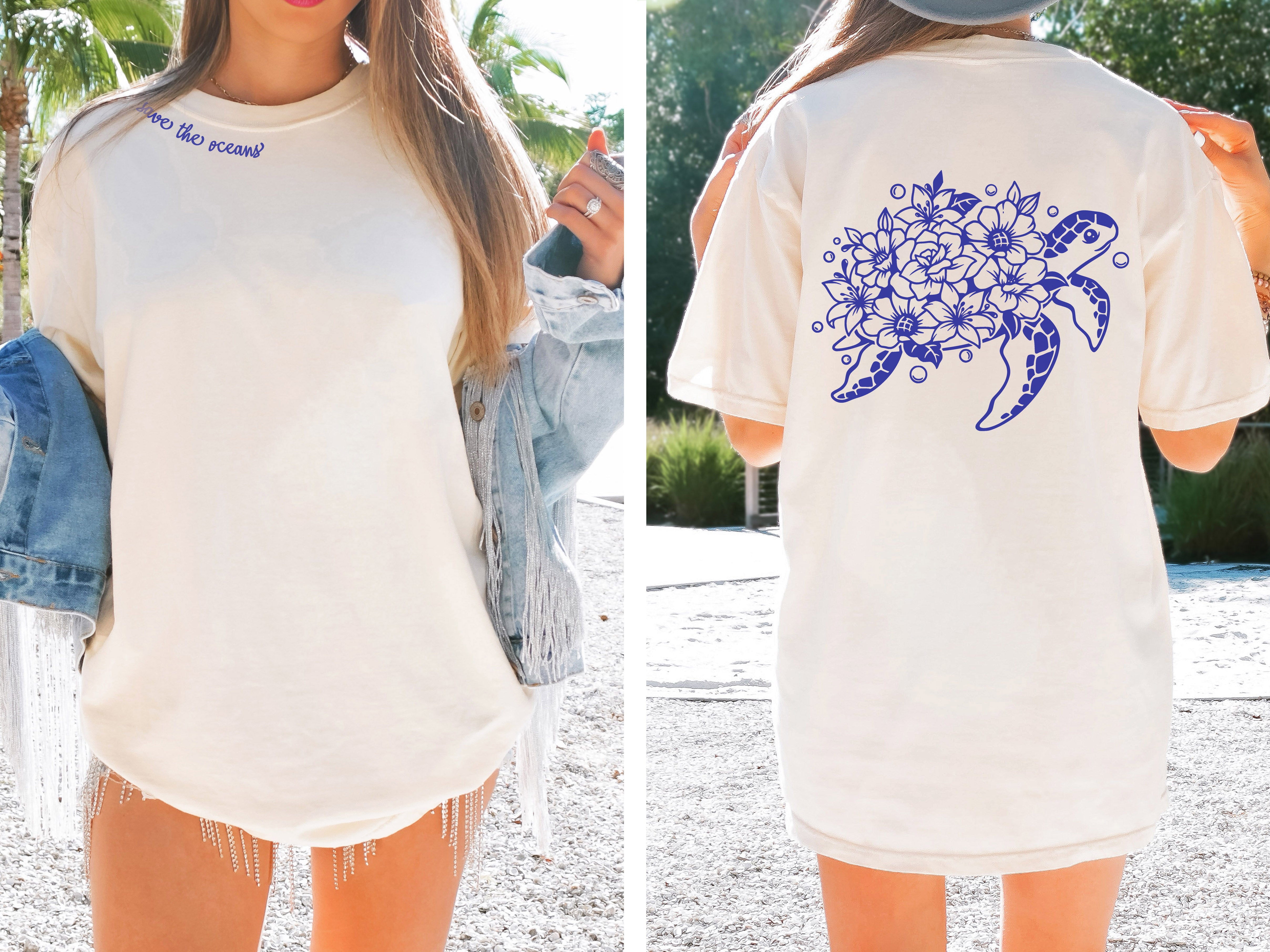 DONATION TEE: 'Save the Oceans' Floral Turtle Tee by Prep Obsessed