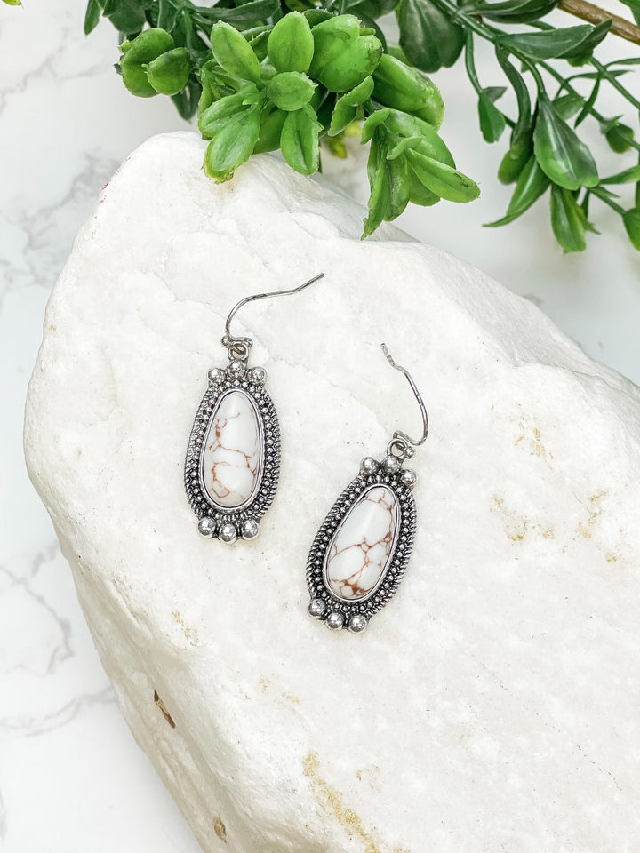 Ivory Semi Precious Western Teardrop Earrings