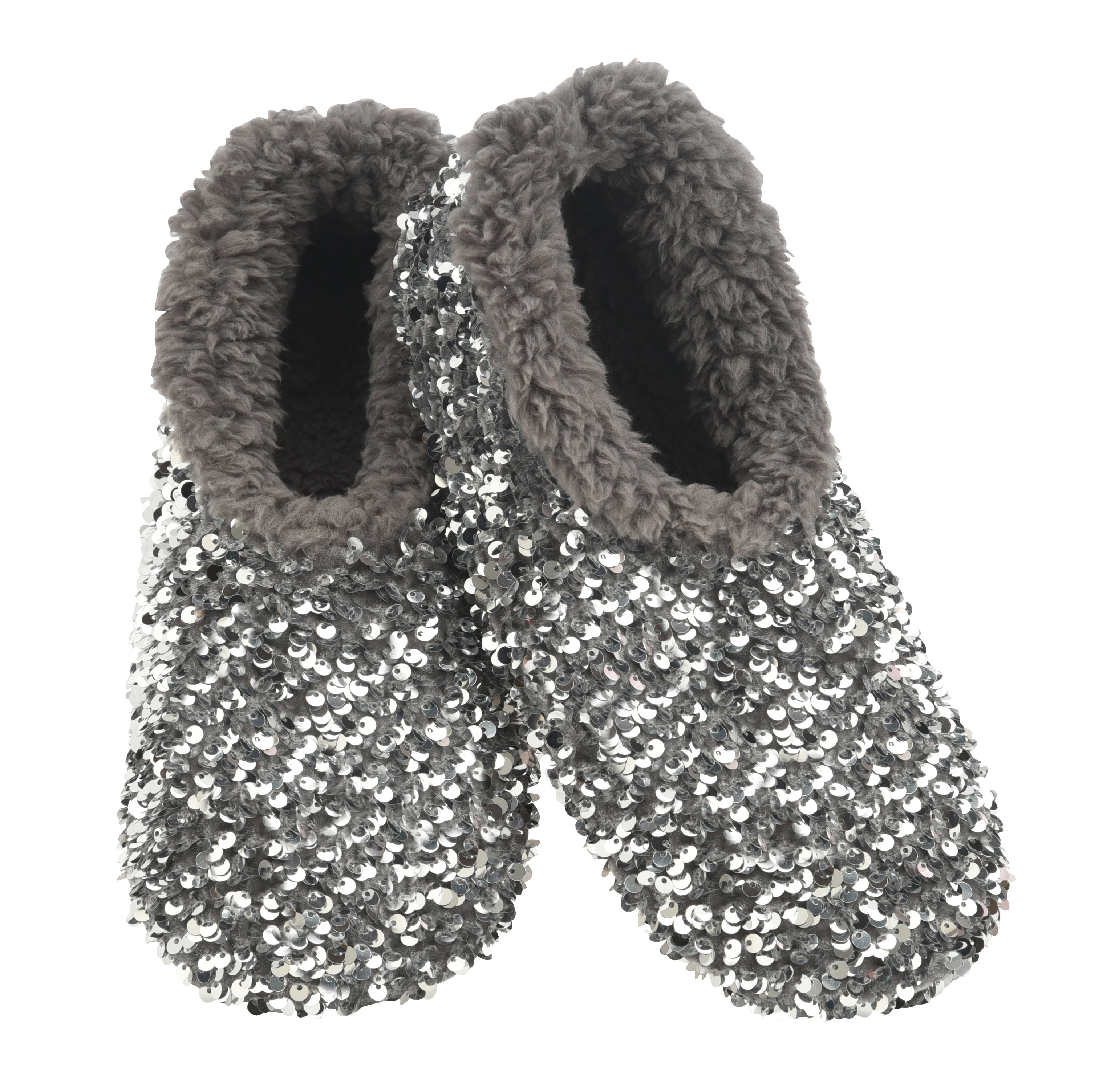 Snoozies! Slippers - Glamorous Silver Sequins