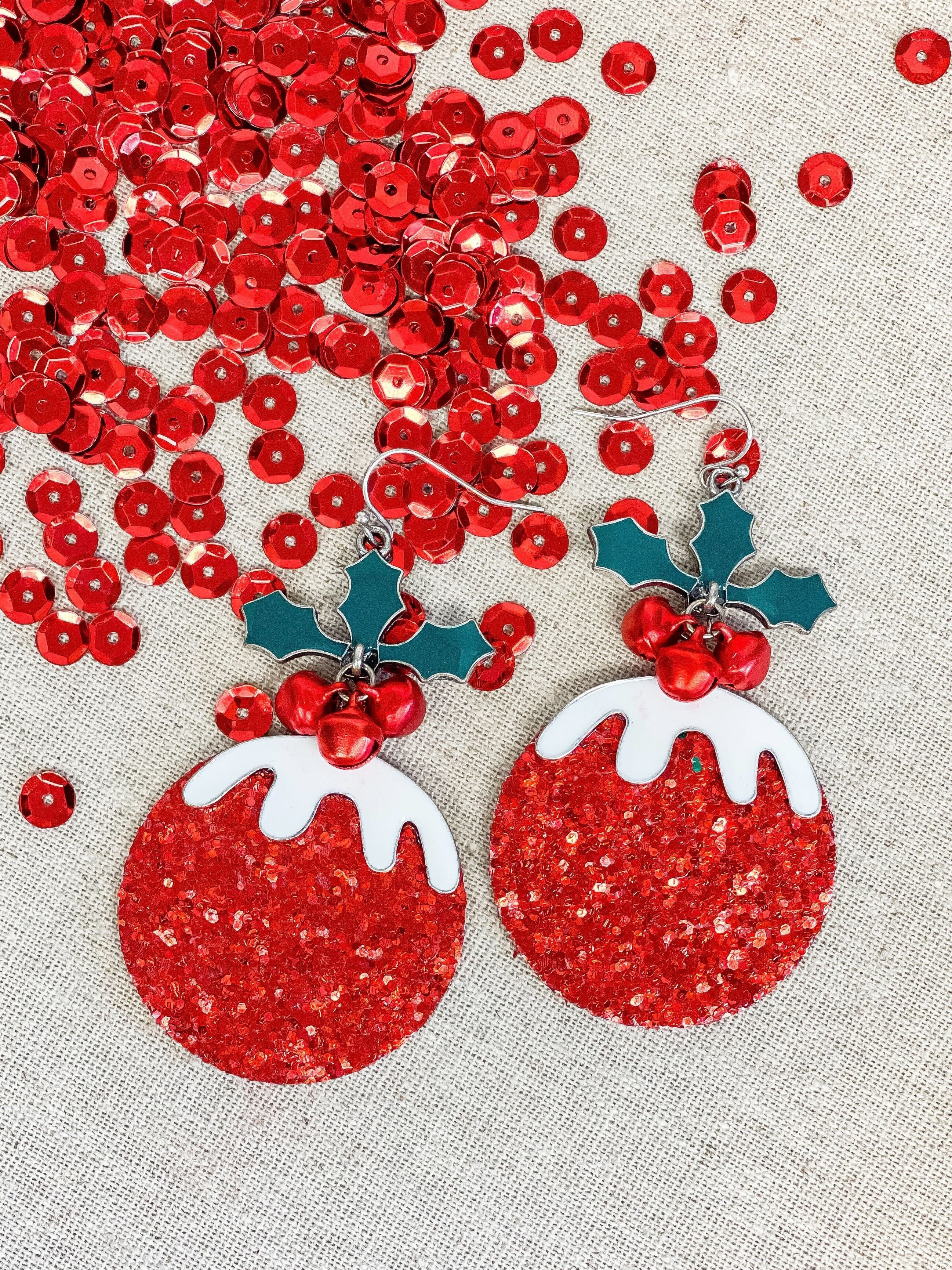 Sugar Plum Jingle Dangle Earrings - Red