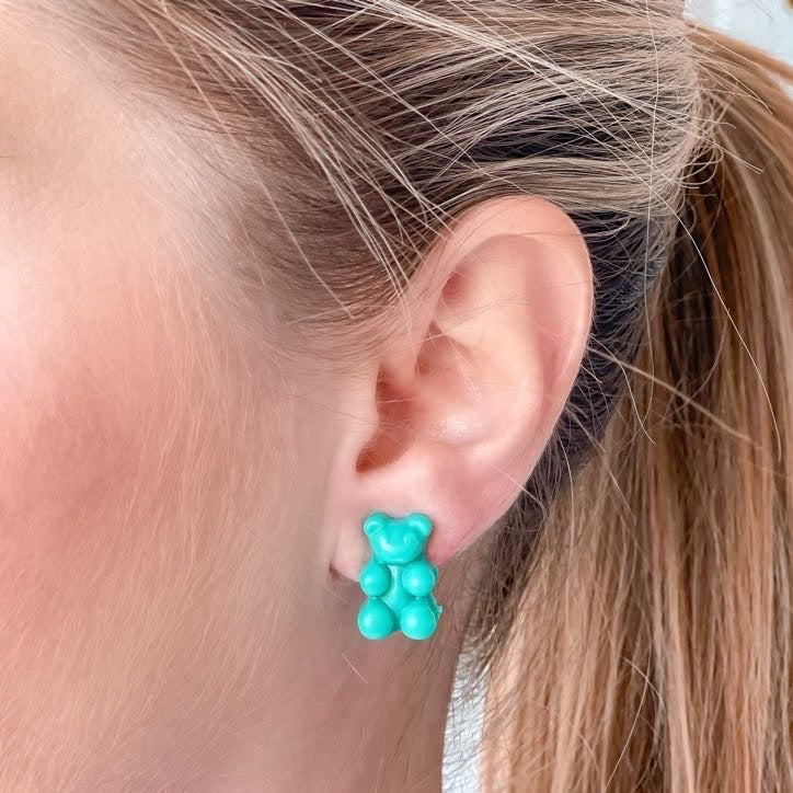 Gummy Bear Stud Earrings - Turquoise