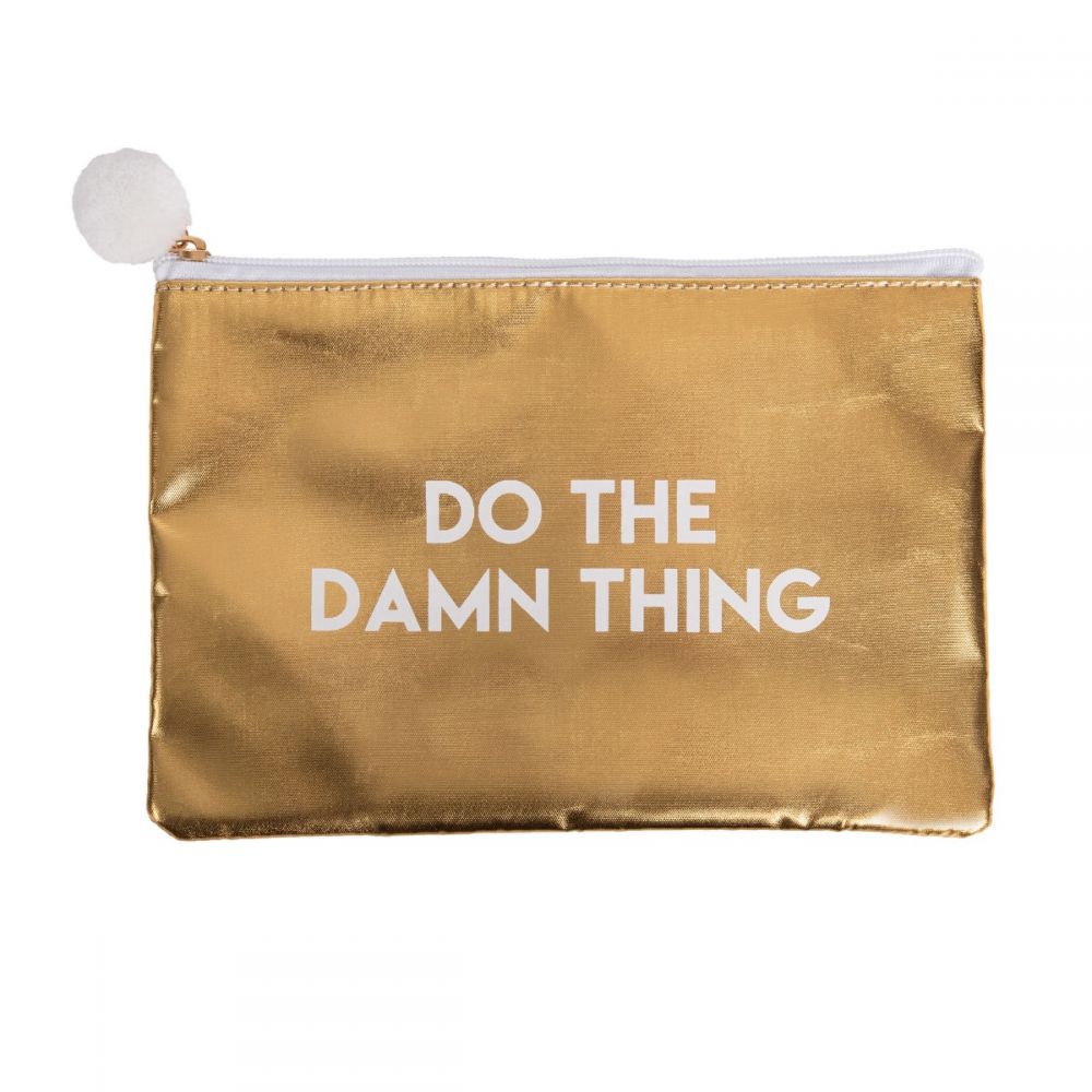 'Do The Damn Thing' Gold Cosmetic Zip Pouch