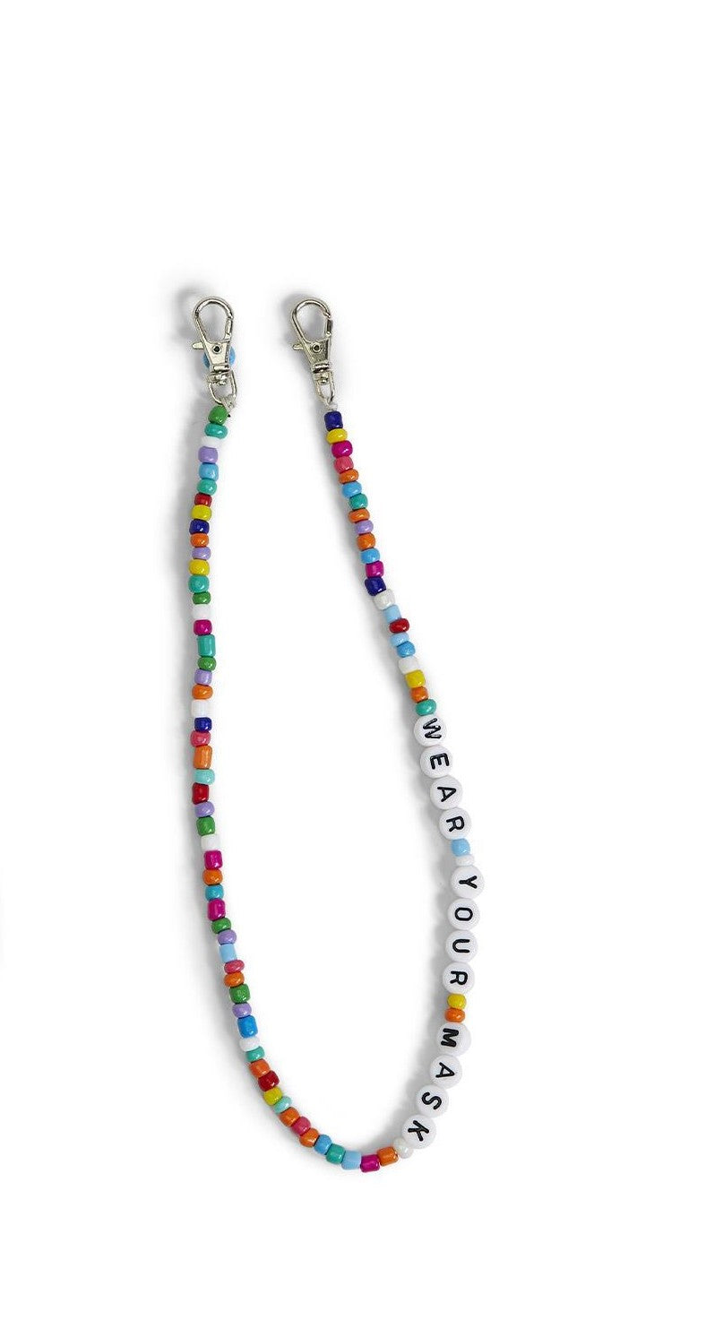 Wear Your Mask Rainbow Beads Mask Holder Chain - Choice of Length