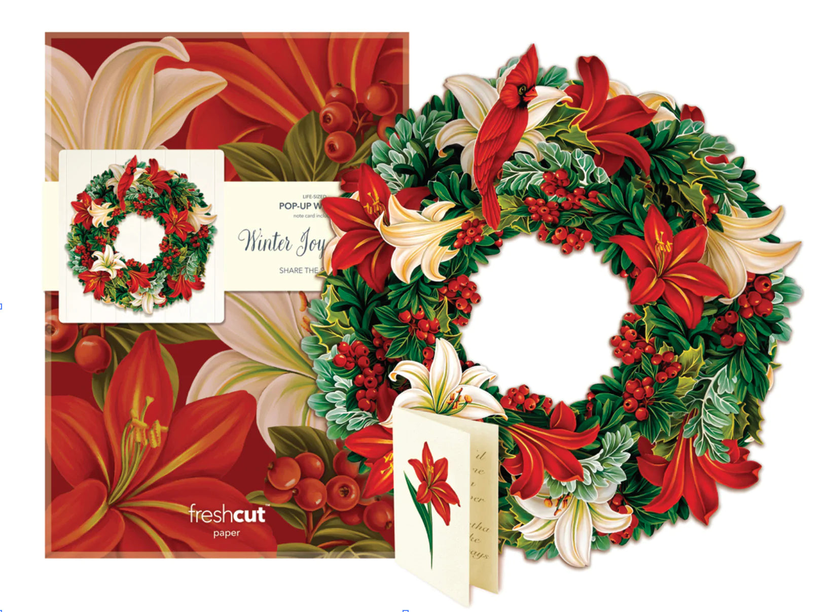 Winter Joy Wreath Pop Open Greeting Card