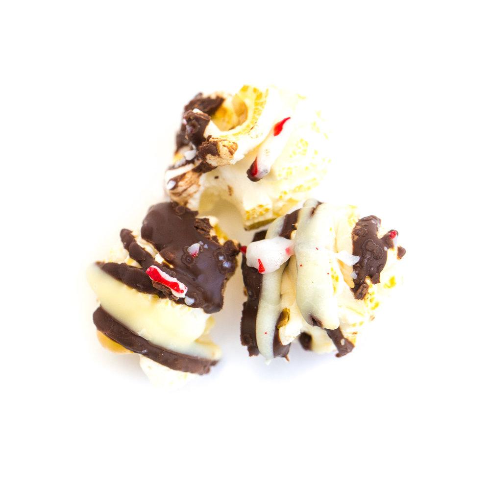 Chocolate Peppermint Bark Popcorn by Poppy